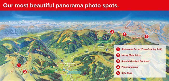 Überblick 5 Panorama-Fotospots im Sommer, in Kärntens Wandergebiet, rund um die Bad Kleinkirchheimer Bergbahnen