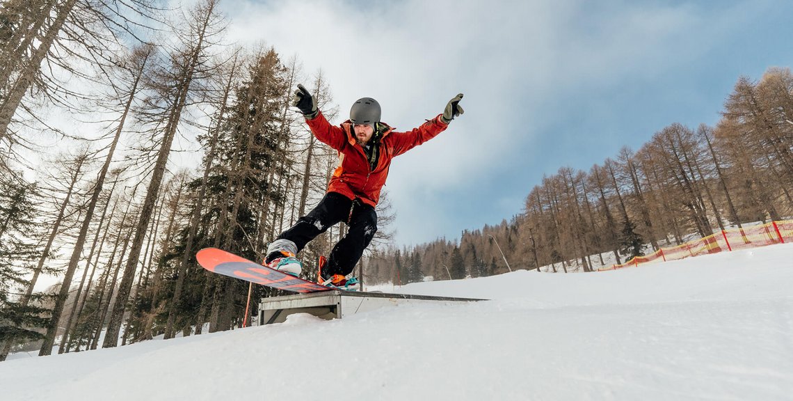 Flat Box Freestyle Trick im Kärntner Top Skigebiet, Freestyle Fun für Beginner