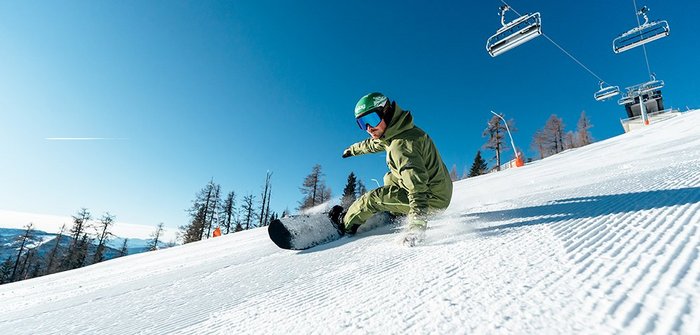 Weltcup-Snowboarder Alex Payer, Spitzeckabfahrt im Skigebiet Bad Kleinkirchheim, Kärnten