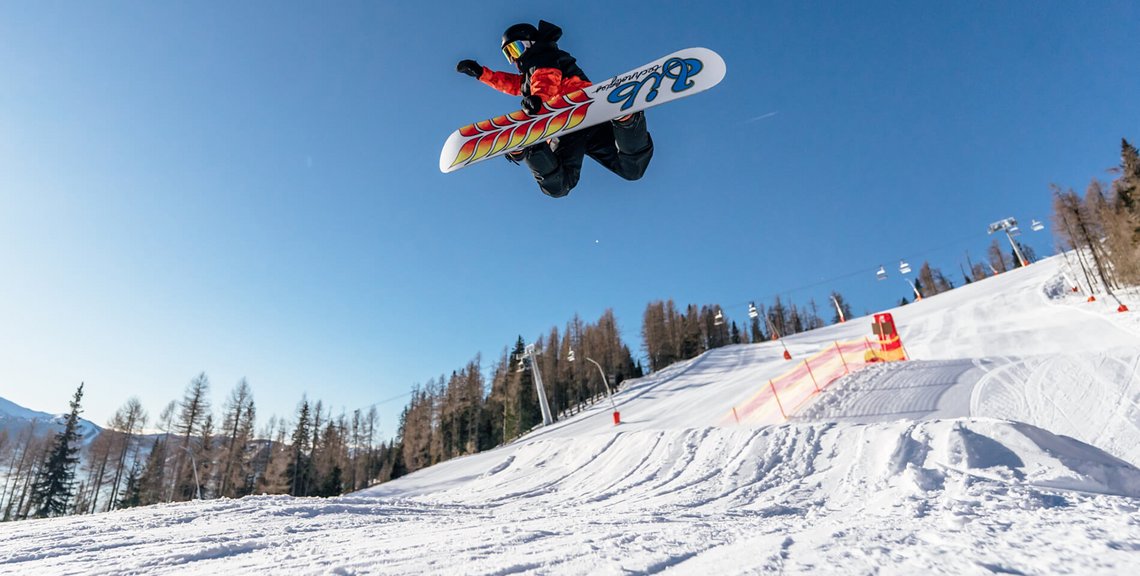 Beginner und Medium Area im Snowpark, in einem der größten Skigebiete Kärntens