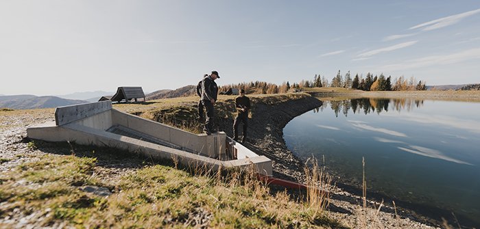 Begehung des Speicherbecken Brunnach im Skigebiet Bad Kleinkirchheim