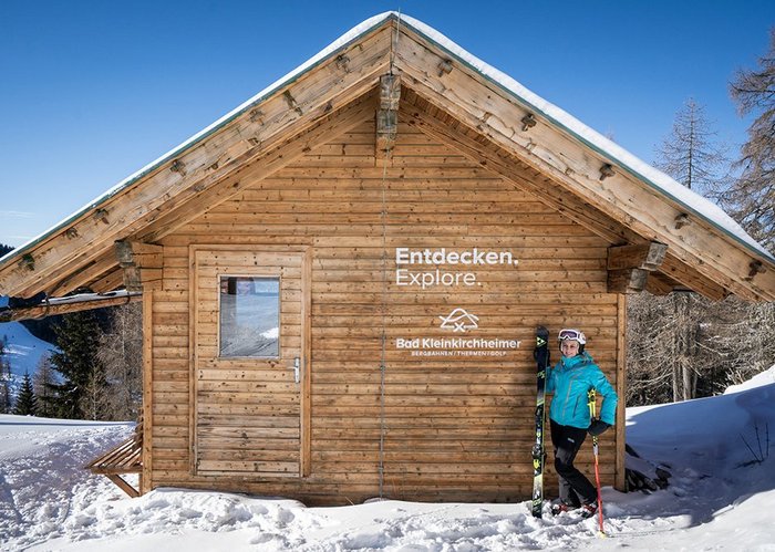 Urige Relaxhütte aus Holz an der Piste Schartenabfahrt, Top Fotospot mit Aussicht, Top Skigebiet in Österreich