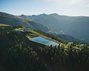 Panorama Bergstation Biosphärenparkbahn Brunnach, Nockberge in Kärnten, Alpen-Panorama im Sommer