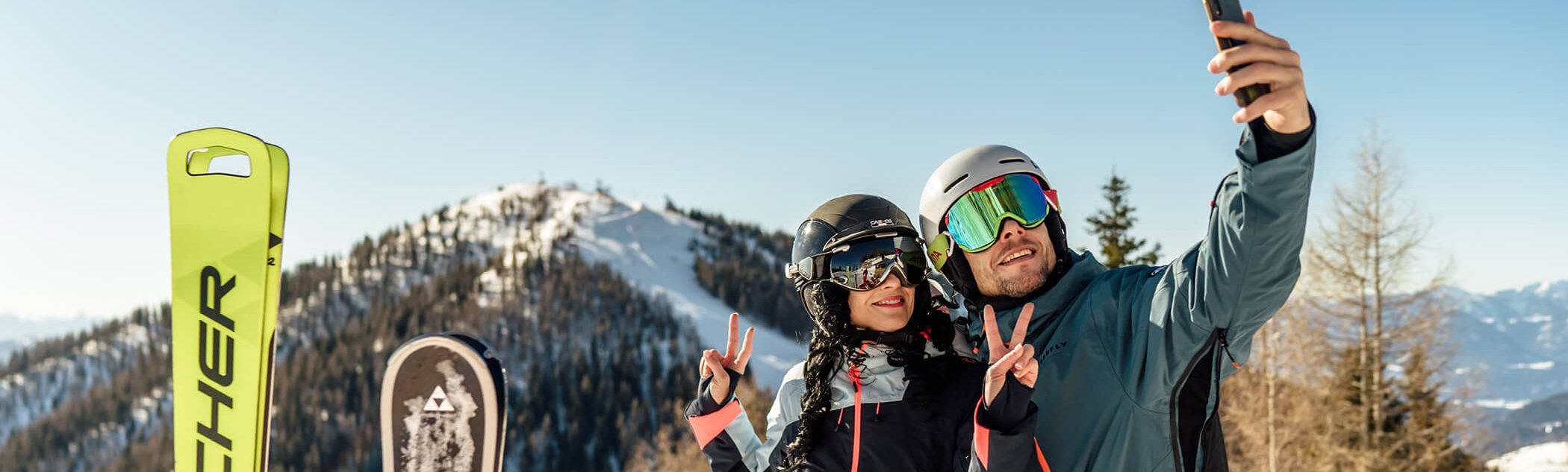 Fotospot im Skigebiet Bad Kleinkirchheim, Gipfelfoto mit Aussicht, Traum Panorama in den Nockbergen, Top Skigebiet Österreich