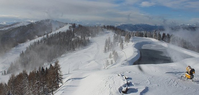 Technische Beschneiung an der Brunnach Bergstation im Skigebiet Bad Kleinkirchheim