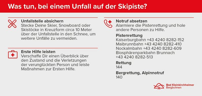 Info-Grafik, Ski-Unfall Hilfestellung, Kärnten