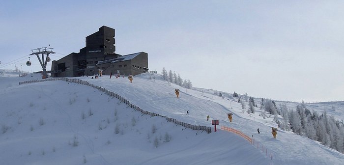Live-Webcam-Blick zur Kaiserburg Bergstation und Kaiserburgabfahrt im Skigebiet Bad Kleinkirchheim