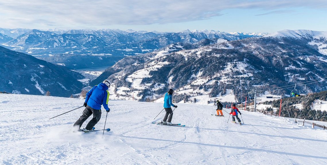 5 Zustiege, keine Wartezeiten, 4 Kabinenbahnen, schöne Wintermomente im Skigebiet Bad Kleinkirchheimer Bergbahnen, Winter-Panorama 
