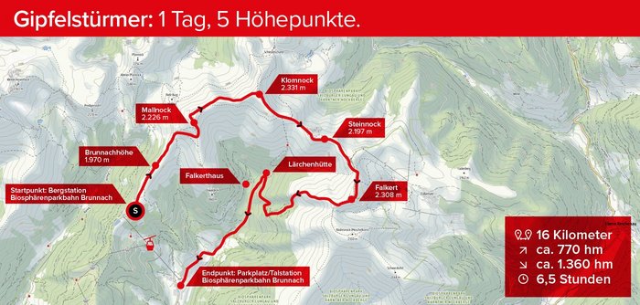 Route 5-Gipfel-Tour nahe der Bad Kleinkirchheimer Bergbahnen