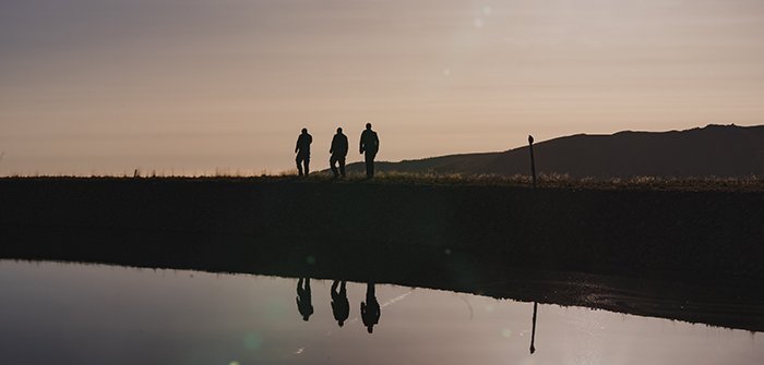 Sonnenuntergang am Speicherbecken Nockalm im Skigebiet Bad Kleinkirchheim