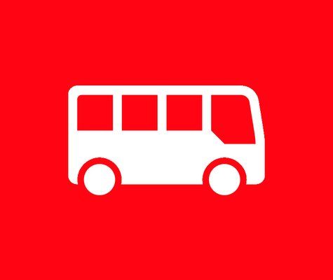 Rotes Symbol für Ski-Thermen-Bus