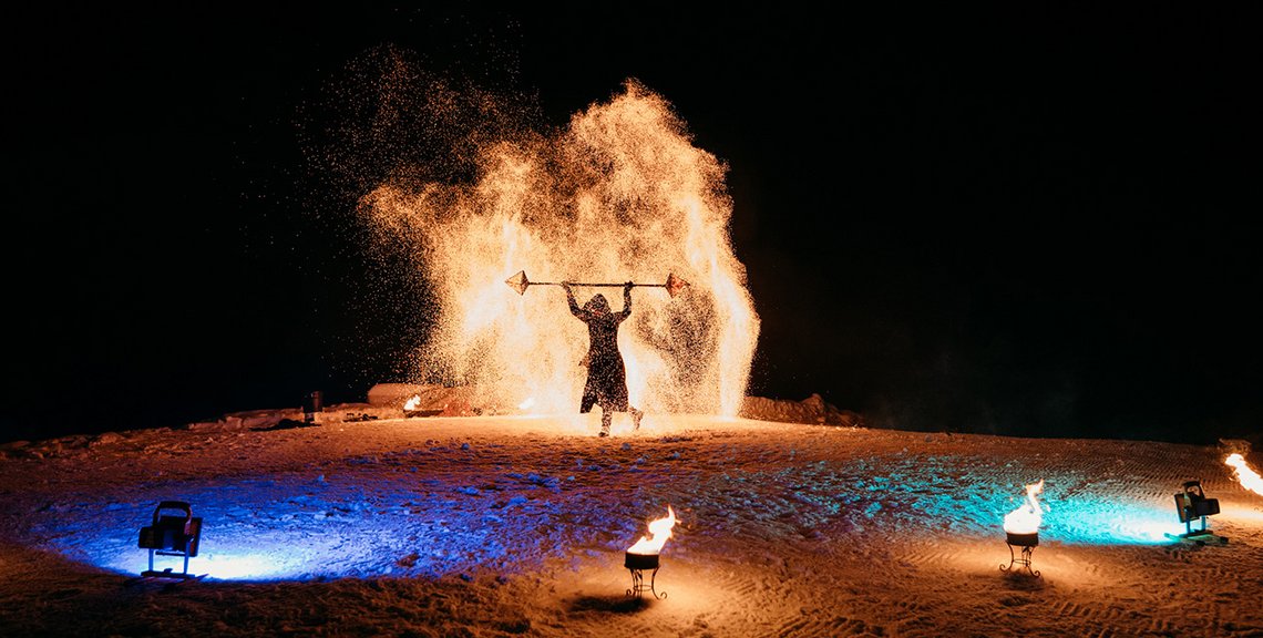 Feuer-Spektakel, Nachtfahrt in Kärnten, Vollmond-Erlebnis, Abendveranstaltung im Winter,